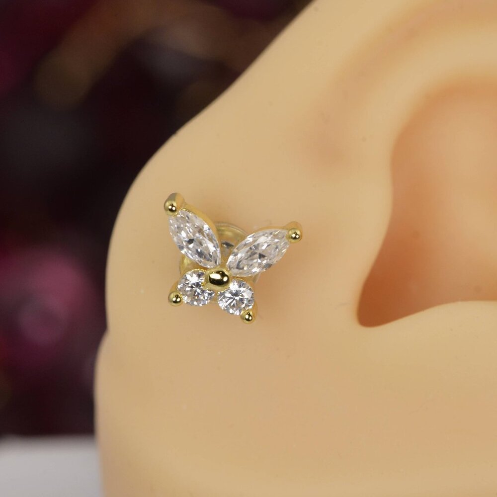 Certified All Moissanite 2.2 ctw Butterfly Stud Earrings 925 Sterling NWT